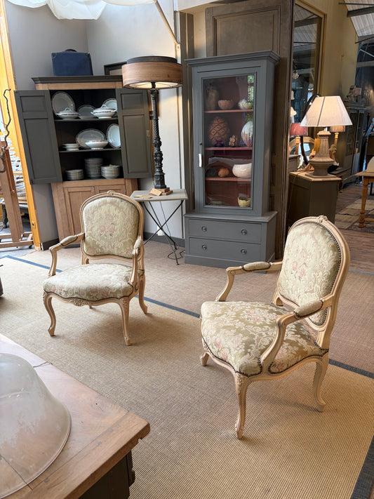 Paire de fauteuils XIXᵉ, tapisserie d'origine