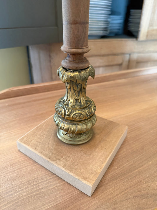 Lampe noyer, base noyer, bronze XIXᵉ