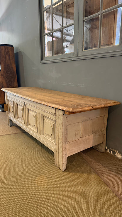 Coffre de voyage en chêne massif, XIXᵉ