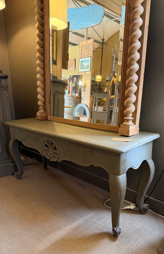 Console provençale en noyer, patinée vert bronze