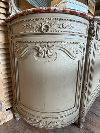 Buffet début XXᵉ en chêne patiné, gris lichen