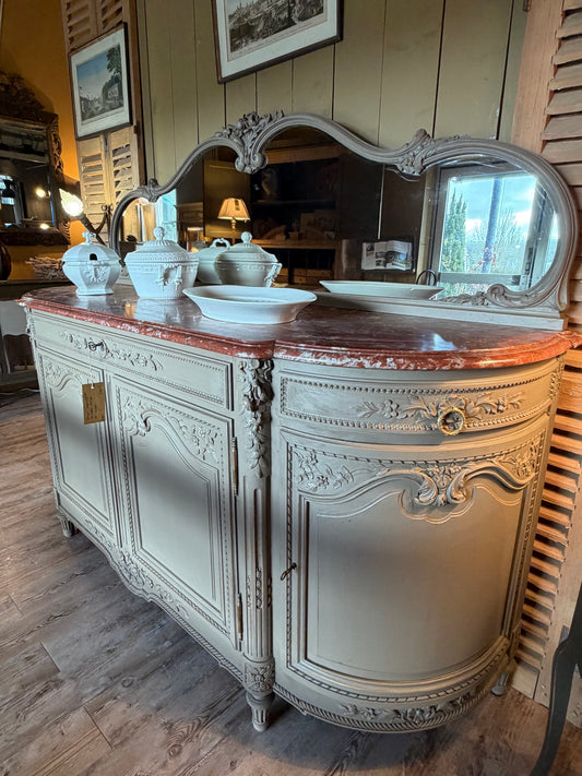 Buffet début XXᵉ en chêne patiné, gris lichen