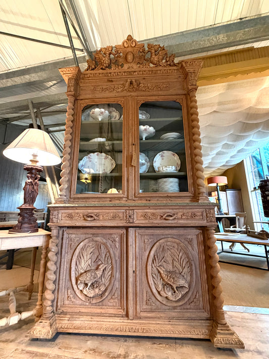 Buffet deux corps de chasse chêne massif