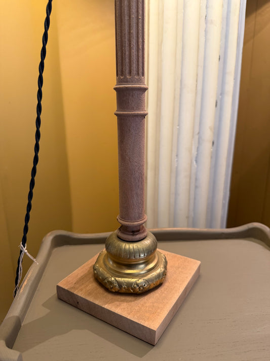 Lampe colonne noyer avec, base bronze XIXᵉ