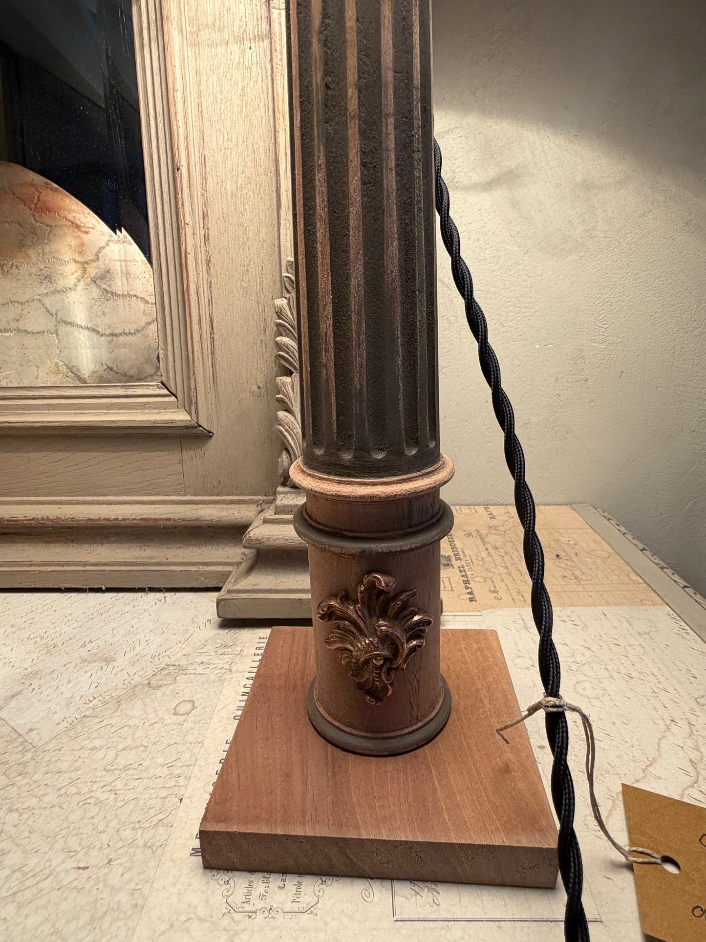 Lampe noyer bronze